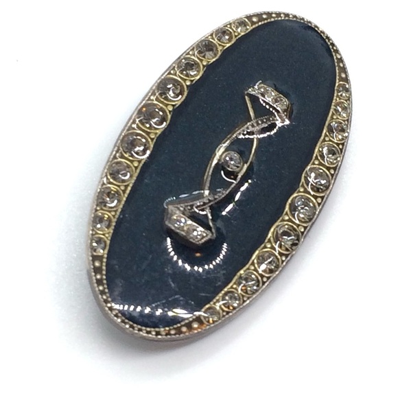 3/$30 VINTAGE 80S CATHERINE POPESCO FRANCE BROOCH BLACK ENAMEL RHINESTONES - Picture 5 of 12